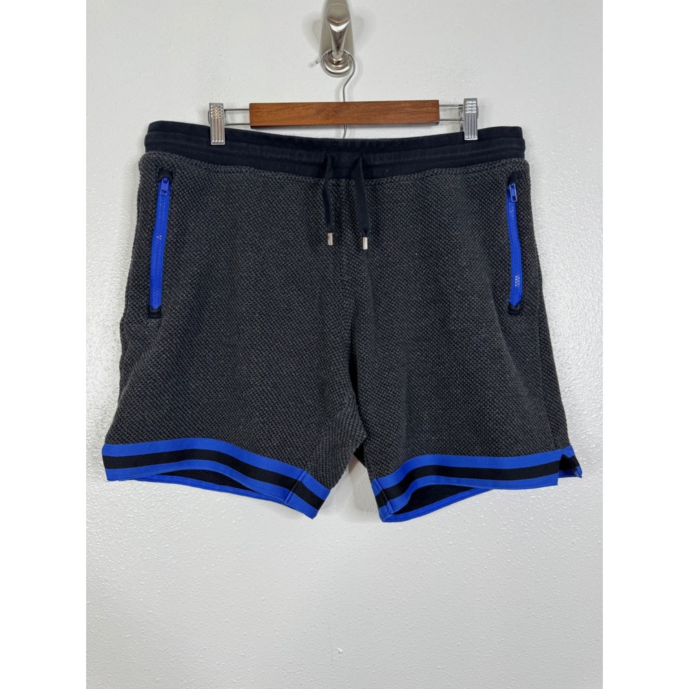 Chubbies Lounge Wear Mens XL Gray Textured Knit Shorts 7 Inch Inseam Blue Trim